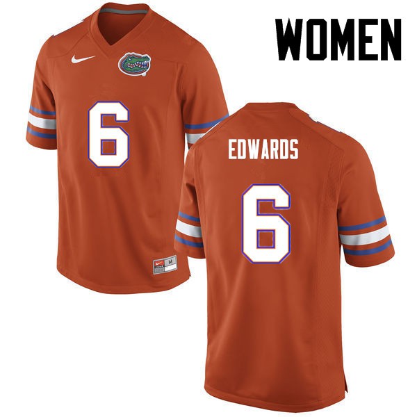 Florida Gators Women #6 Brian Edwards College Football Orange